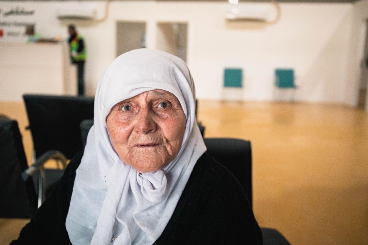 Aisha Meram, an 86-year-old resident of Hatay, Turkey, was in tears after a new UAE field hospital was inaugurated. Photo by Neeraj Murali.