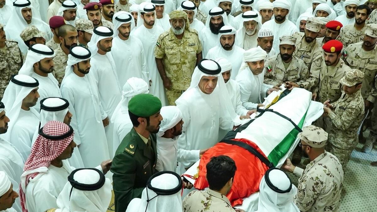 uae soldier martyred in Yemen, Ras Al Khaimah ruler offers prayers