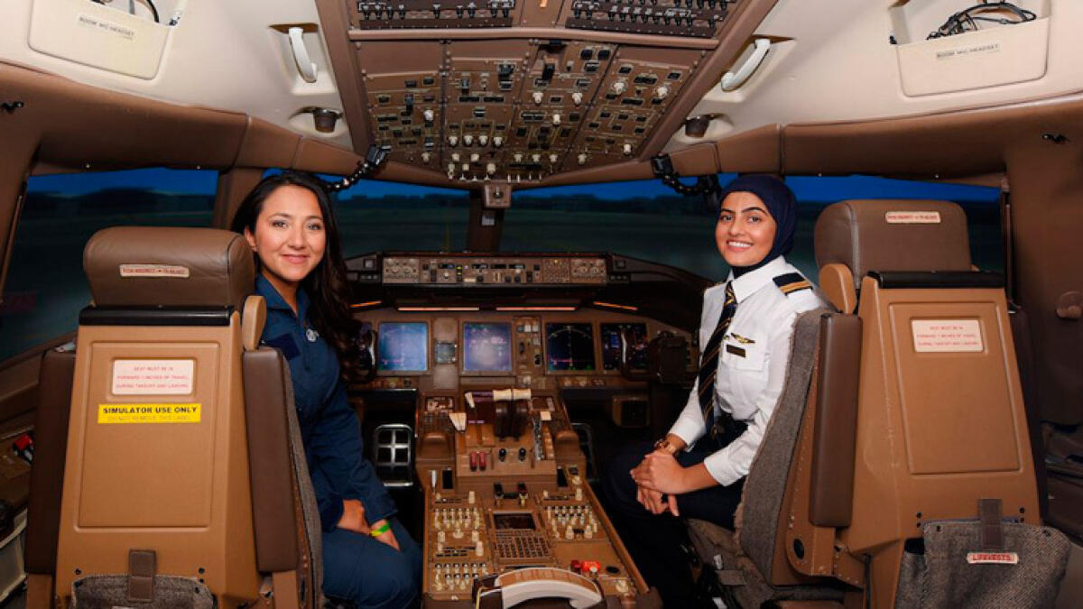 Watch: Afghan lady pilot test drives Emirates Boeing 777