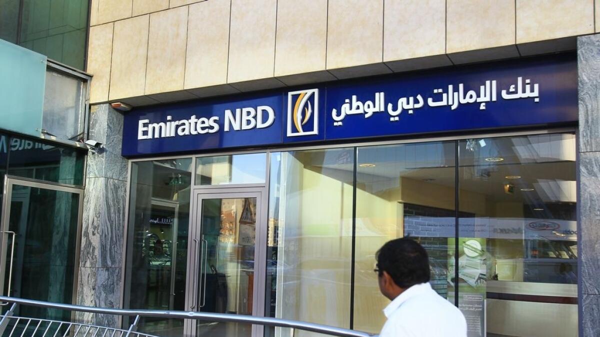 An Emirates NBD branch. The top UAE lenders —  First Abu Dhabi Bank, Emirates NBD, Abu Dhabi Commercial Bank, and Dubai Islamic Bank — account for about 77 per cent of banking assets in the UAE. — KT file
