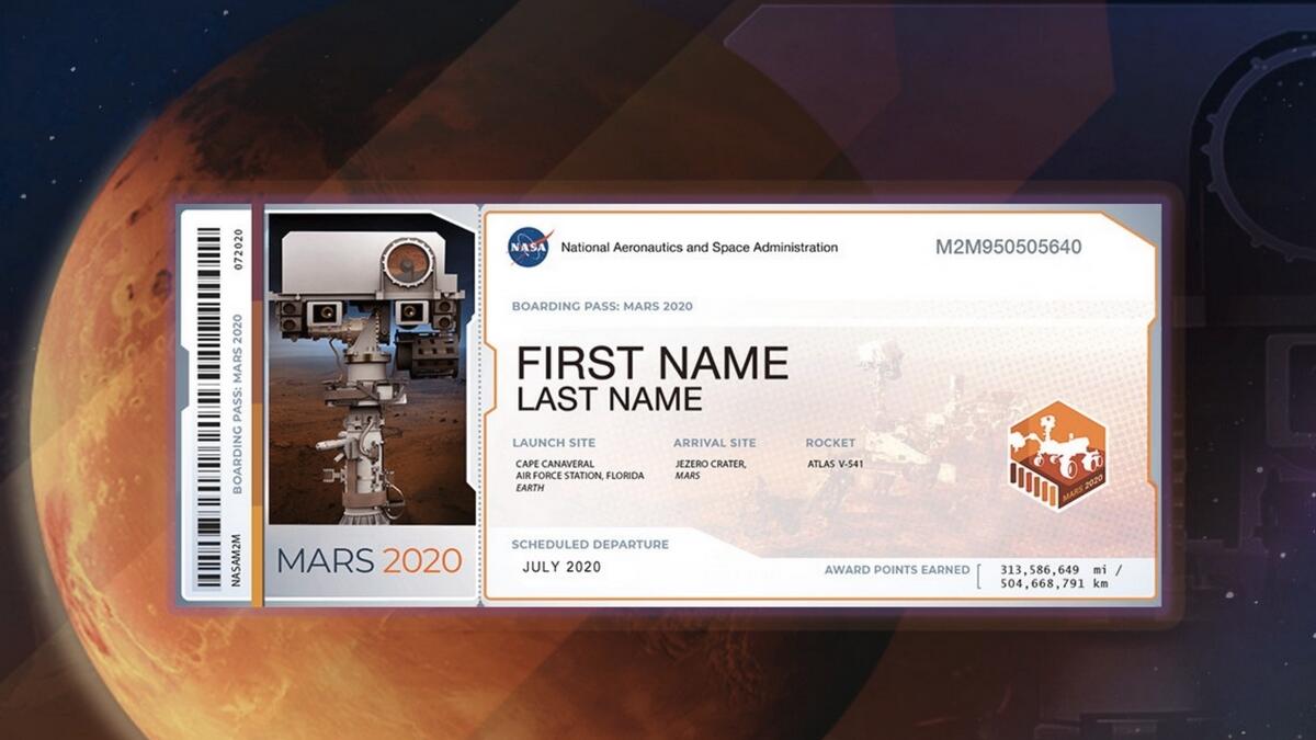 Send your name to fly aboard next Mars rover