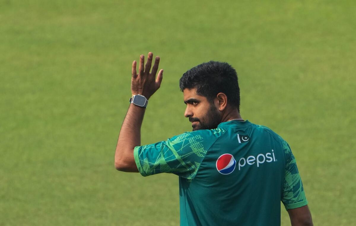 Pakistan's captain Babar Azam during a practice session ahead of the ICC Men's Cricket World Cup. Photo: PTI