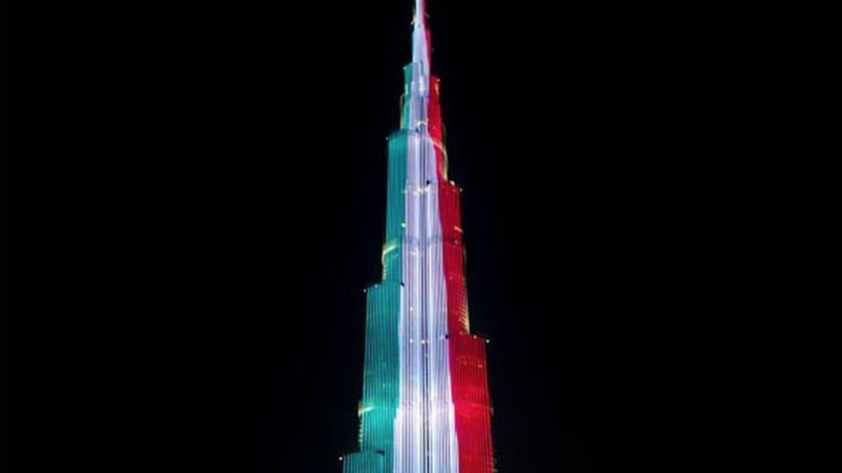 Burj Khalifa lights up in colours of Kuwait flag