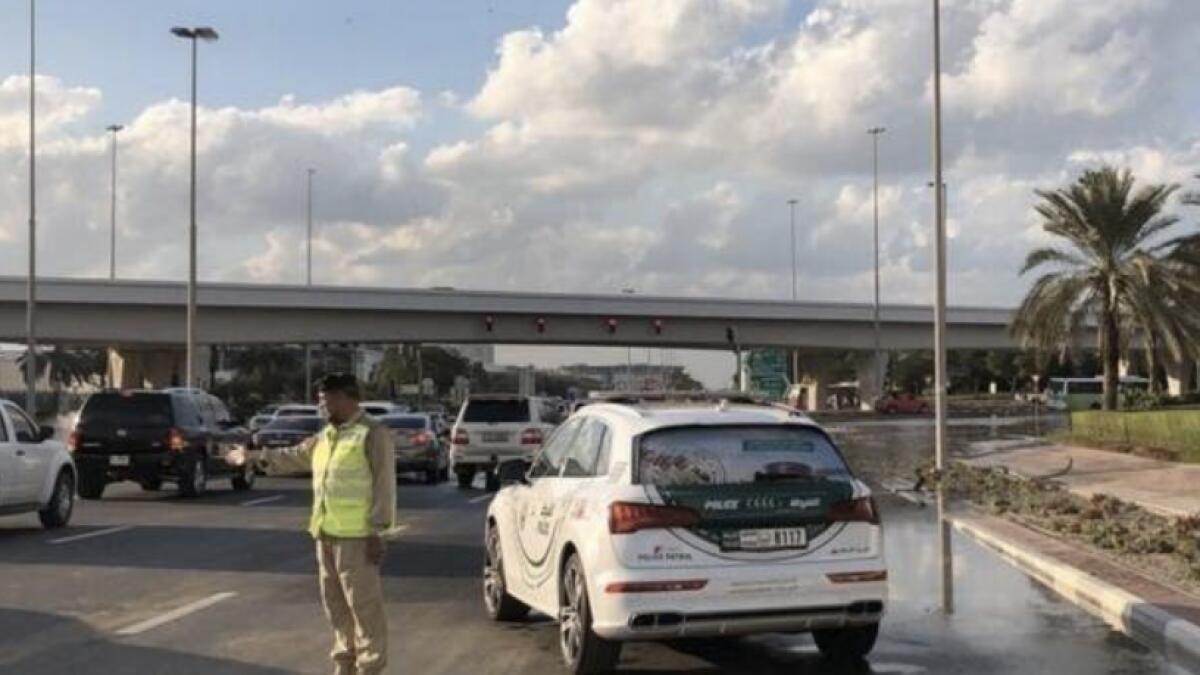 multi-vehicle accident, accident, Al Khail Road traffic