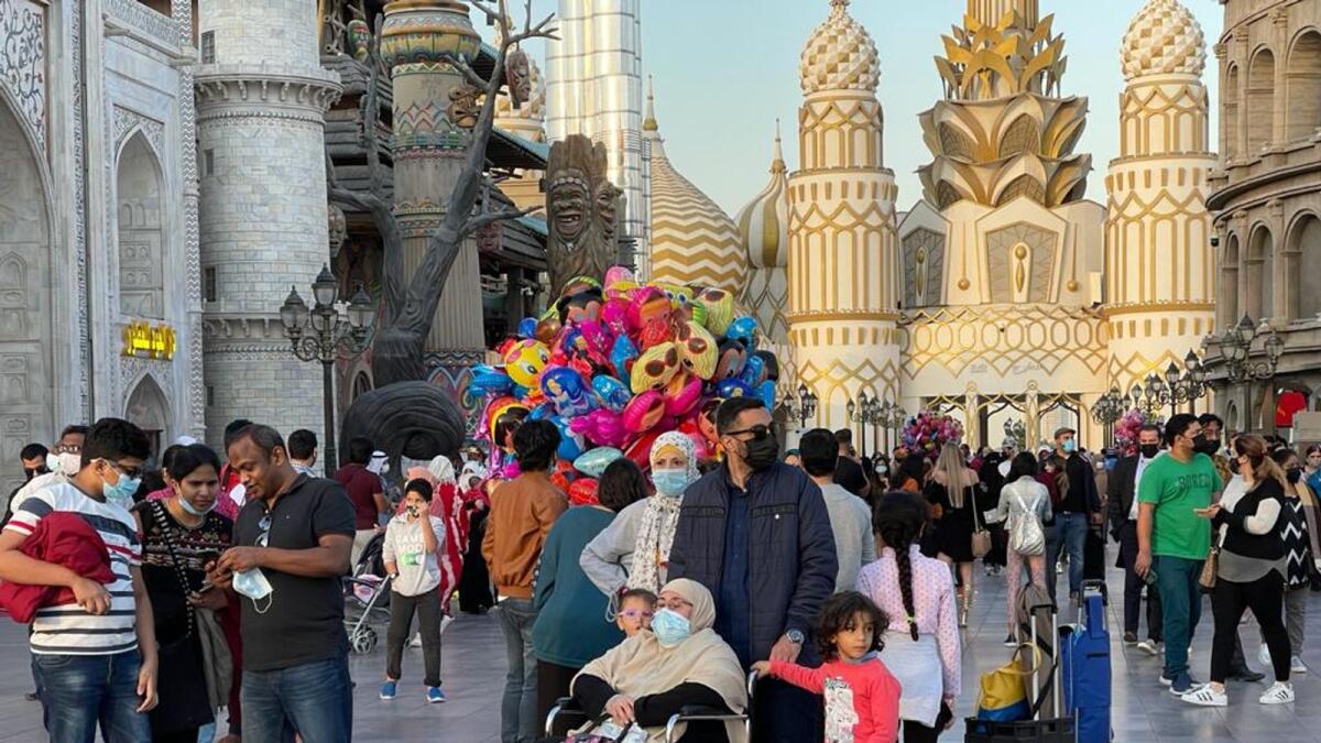 Families at the Global Village in Dubai on New Year's Eve.