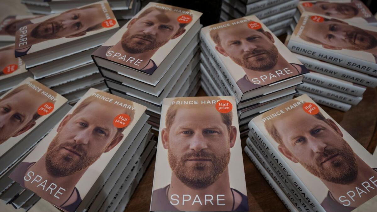Copies of the new book by Prince Harry called 'Spare' are displayed at a book store in London. — AP