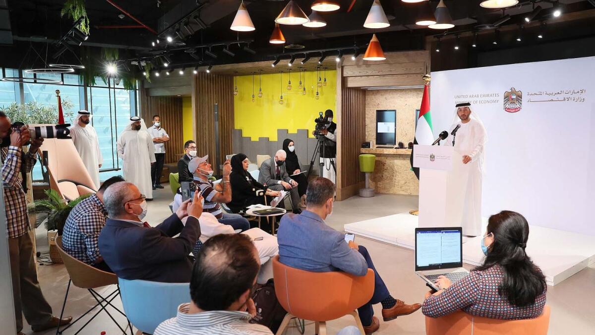 Abdullah bin Ahmed Al Saleh, Undersecretary of the Ministry of Economy, at the media briefing in Dubai on Tuesday. — Supplied photo