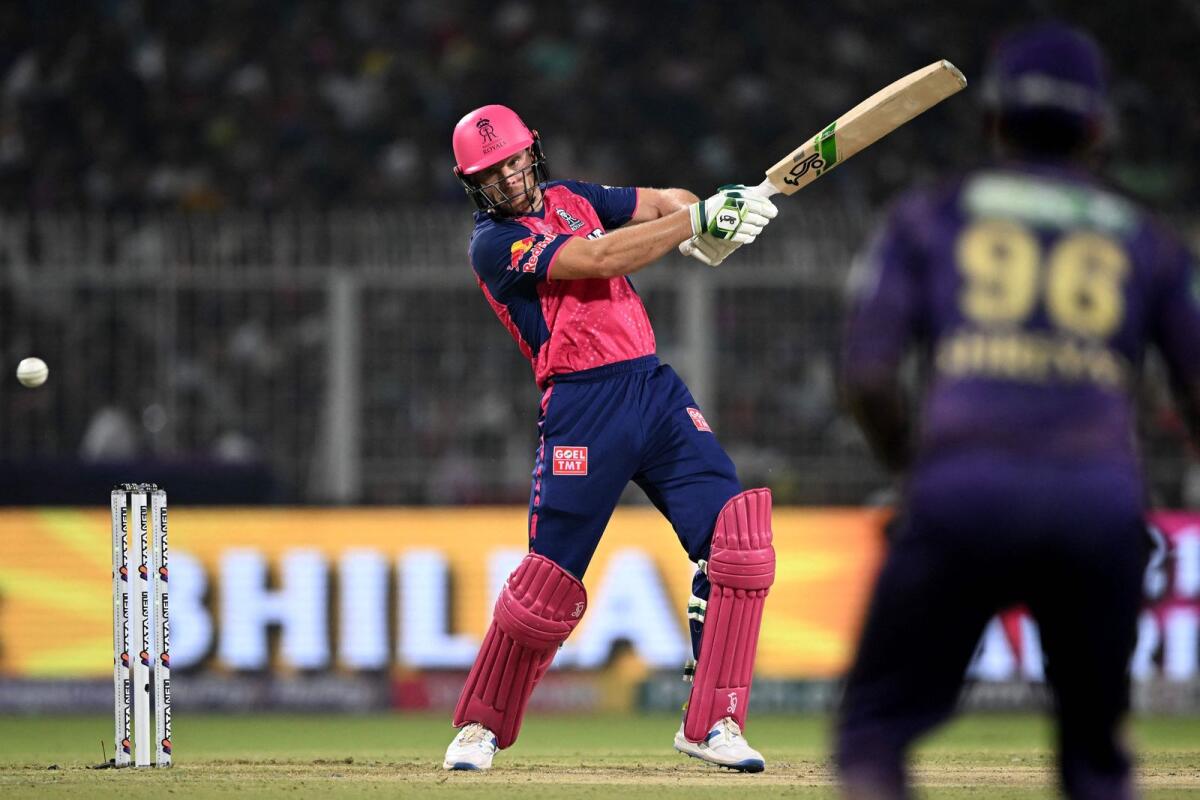 Rajasthan Royals' Jos Buttler plays a shot during the match against Kolkata Knight Riders. — AFP