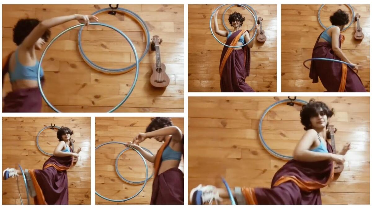 Video, Indian, hula hoop, dancer, saree, goes viral