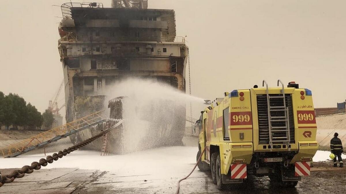 Fire breaks out in ships bow in UAE  