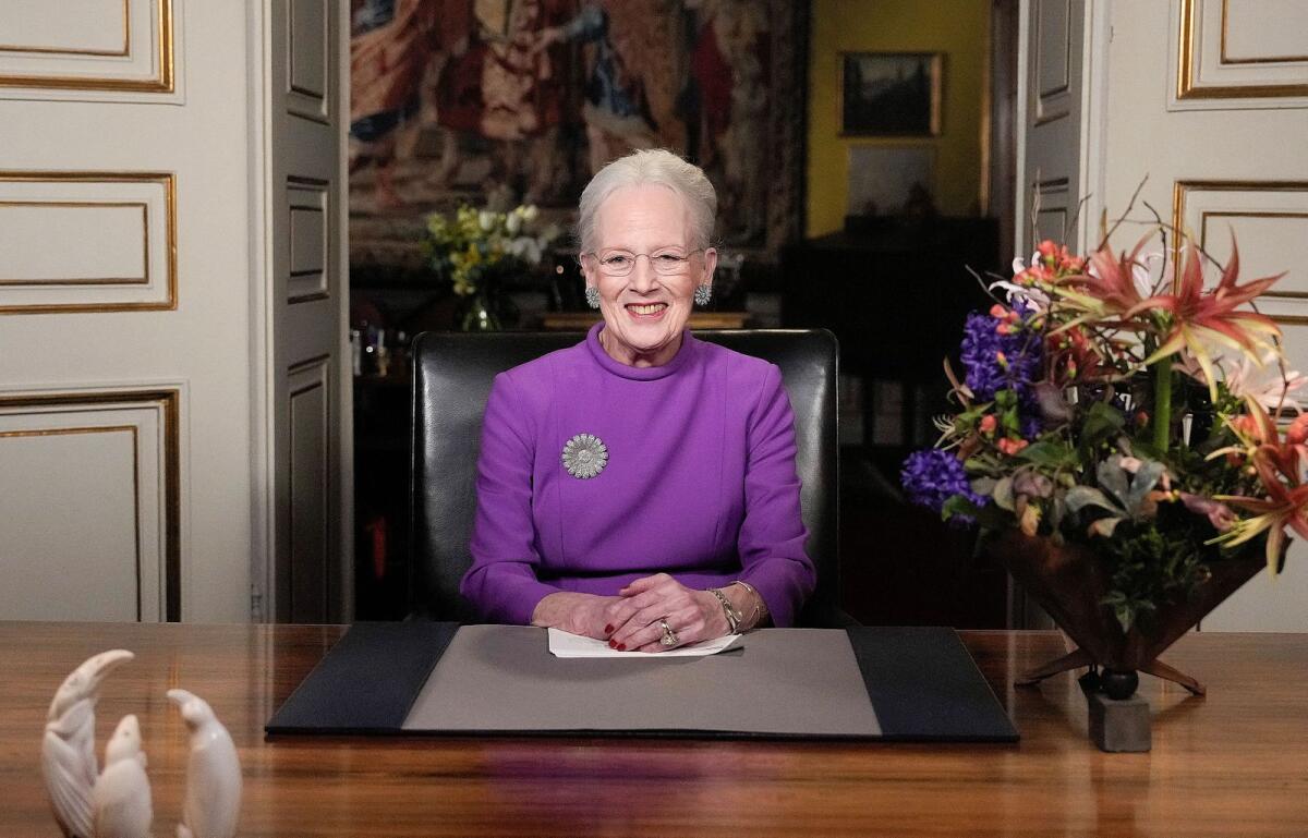 Queen Margrethe II gives a New Year's speech and announces her abdication from Christian IX's Palace, Amalienborg Castle, in Copenhagen, on Sunday . — Reuters