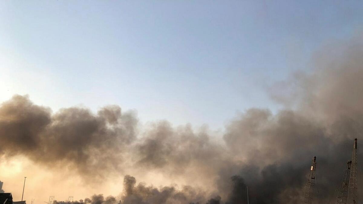 Smoke rises after an explosion was heard in Beirut. Reuters