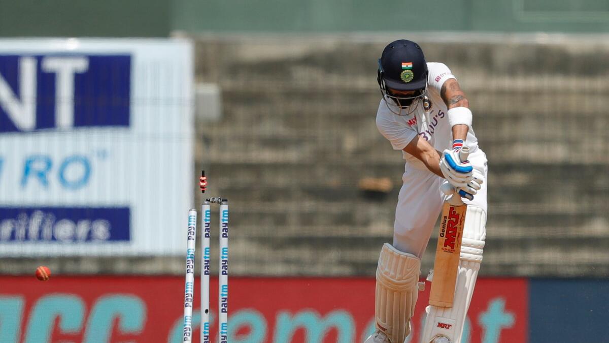 Virat Kohli clean bowled by Ben Stokes during day five of the first Test. (BCCI)