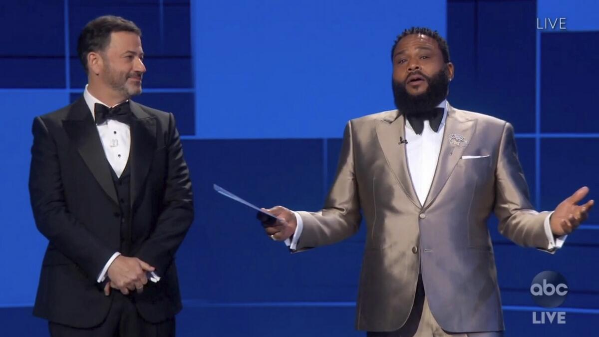 Host Jimmy Kimmel with actor Anthony Anderson