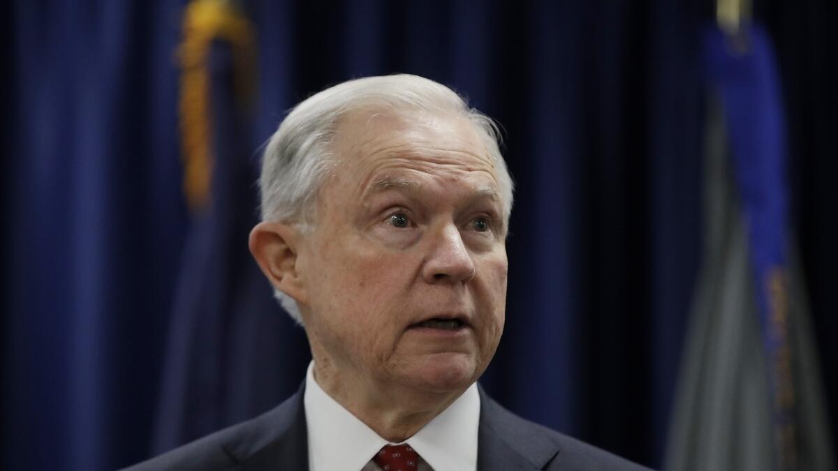 Attorney General Jeff Sessions speaks at the US Attorneys Office in Philadelphia