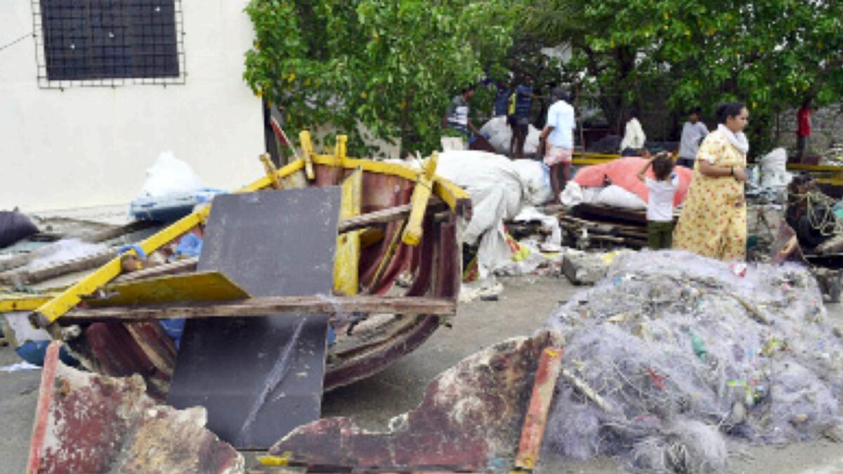 Debris of boats are seen aftermath of Cyclone Tauktae in Mumbai. — ANI