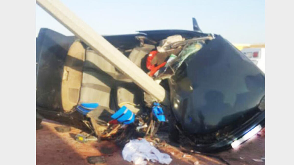Two dead in horrific RAK car, lamppost crash