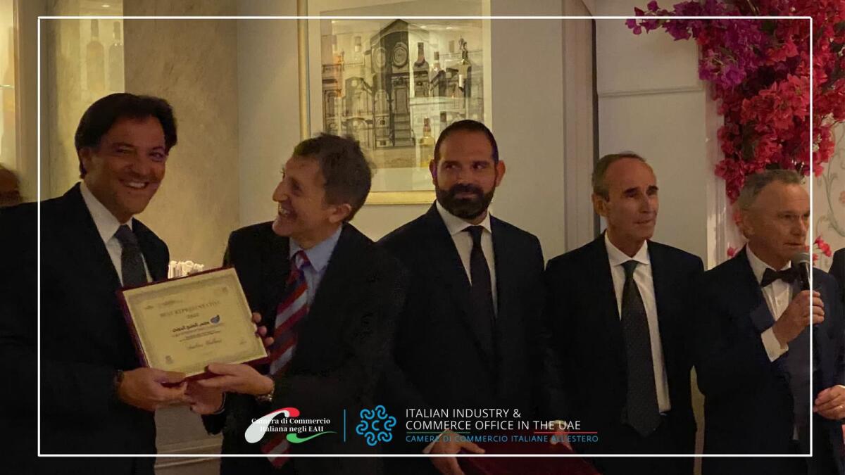Piero Ricotti Past President of the Italian Chamber of Commerce in the UAE award Andrea Ballare Best Representative 2021