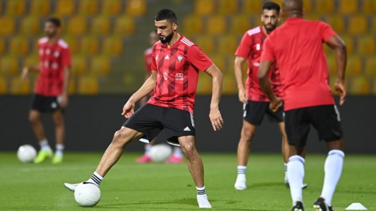 The UAE players during a training session ahead of Tuesday's clash against Vietnam. (UAEFA Twitter)