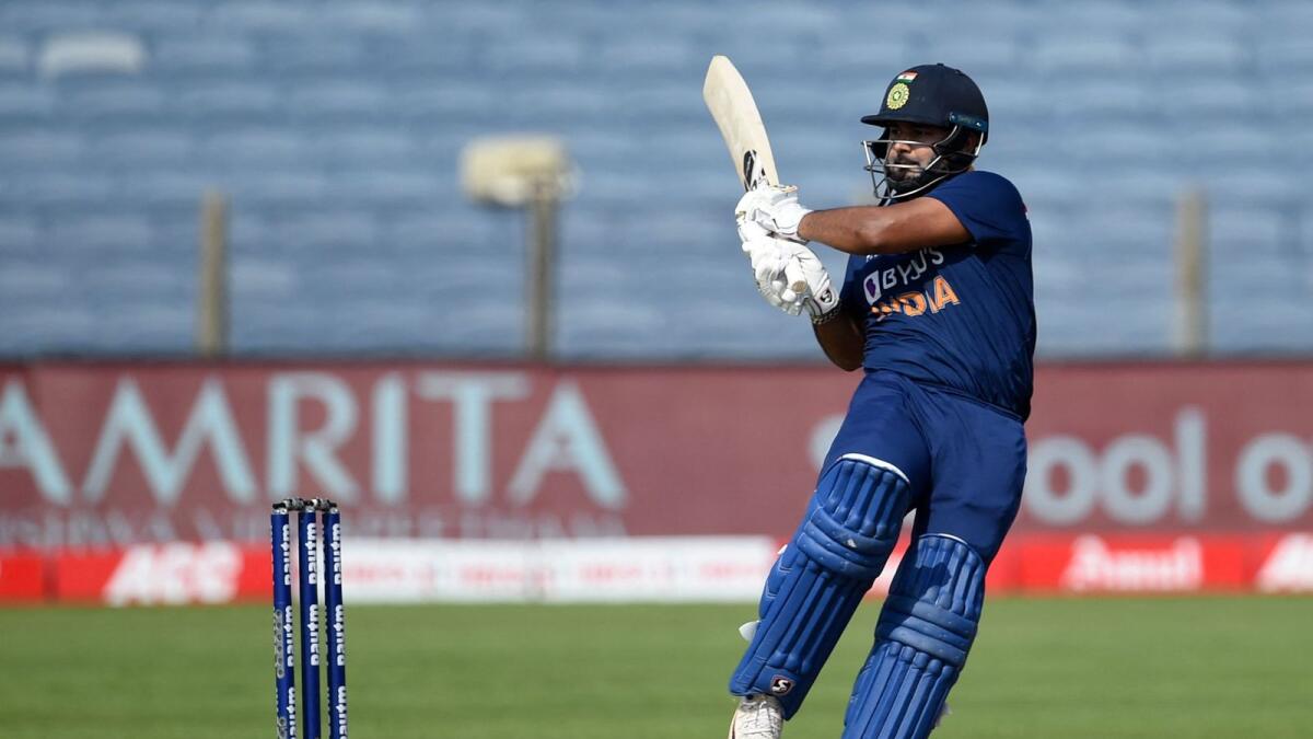 India's Rishabh Pant plays a shot during the third and final one-day international against England. — AFP