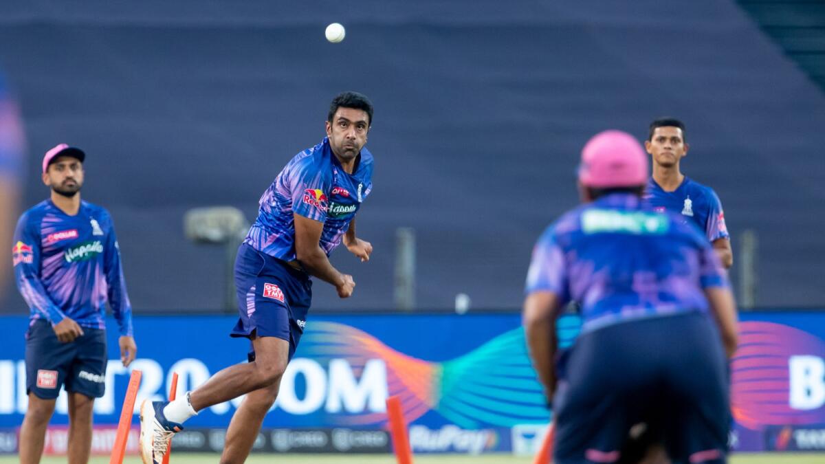 Ravichandran Ashwin of the Rajasthan Royals bowls during a practice session. (BCCI)