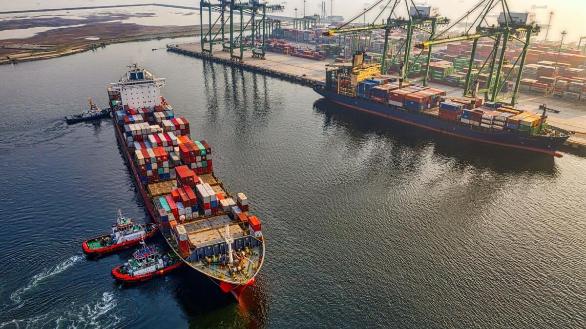 A view of Jebel Ali port in Dubai. The value of world merchandise trade rose 12 per cent to $25.3 trillion in 2022, inflated in part by high global commodity prices. — KT file