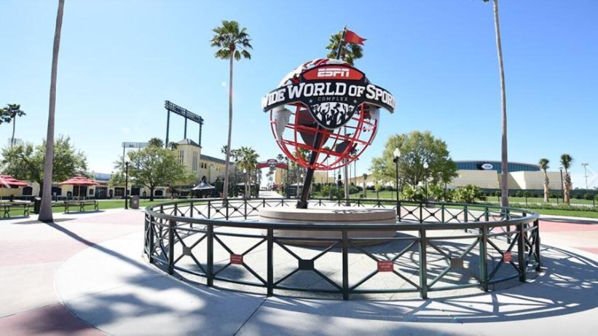 The 220-acre ESPN Wide World of Sports Complex, with three arenas and 24,000 hotel rooms, would allow the league to restart play in a closed-door environment (ESPN Wide World of Sports Complex Facebook page)