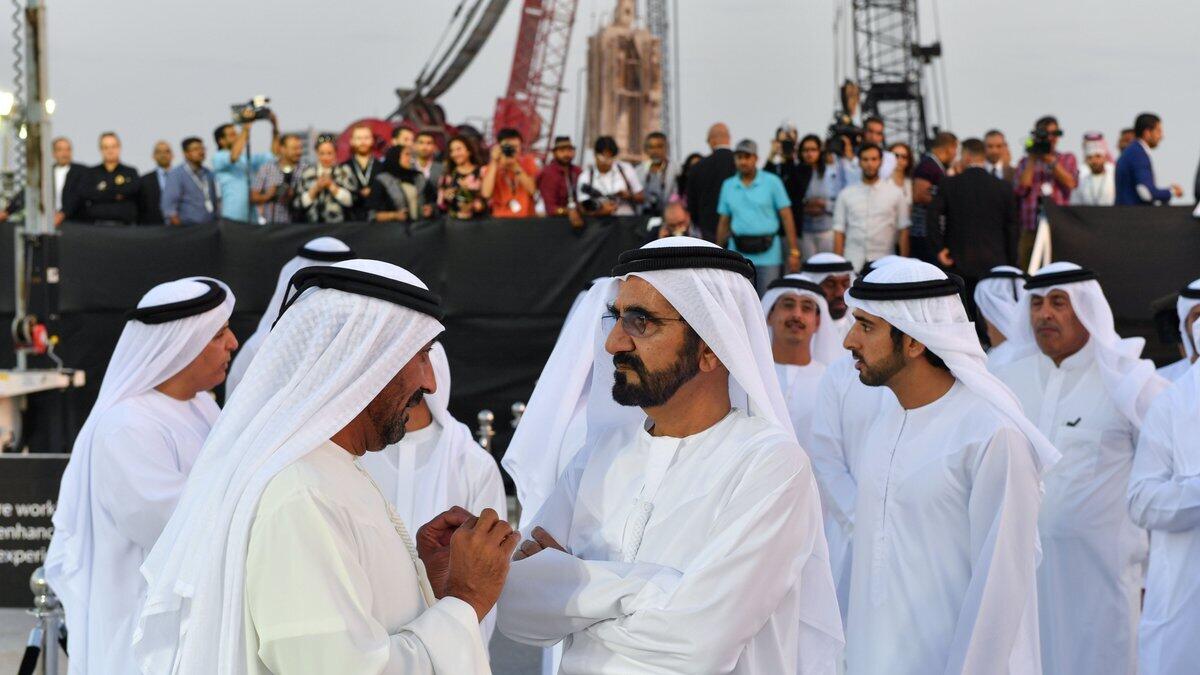 His Highness Shaikh Mohammed bin Rashid Al Maktoum, Vice-President and Prime Minister of the UAE and Ruler of Dubai, led the groundbreaking of The Tower, which will become the world's tallest tower when completed in 2020, on Monday at Dubai Creek Harbour. (Dubai Media Office)