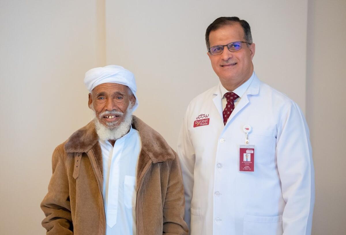 Mohammed Sulaiman Abdullah with Dr Manaf Al Hashimi in Burjeel Hospital. Photo: Supplied