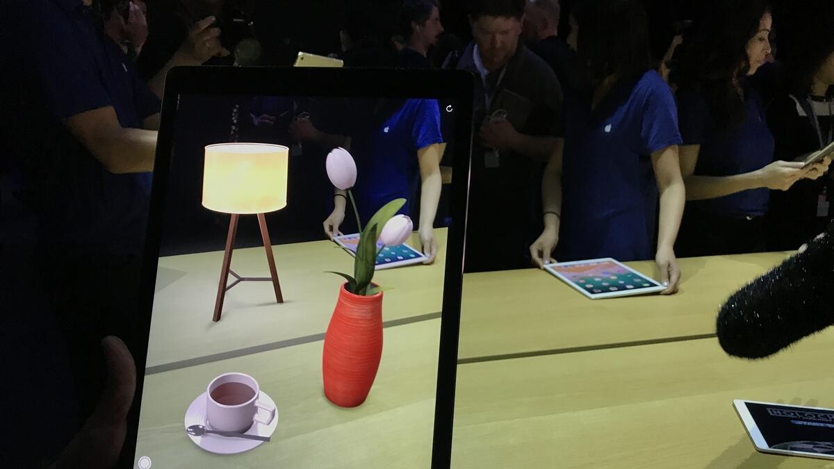 ARKit, a tool to create augmented reality applications, being demonstrated during the media hands-on session of Apple's Worldwide Developers Conference at the San Jose McEnery Convention Center in California on Monday.