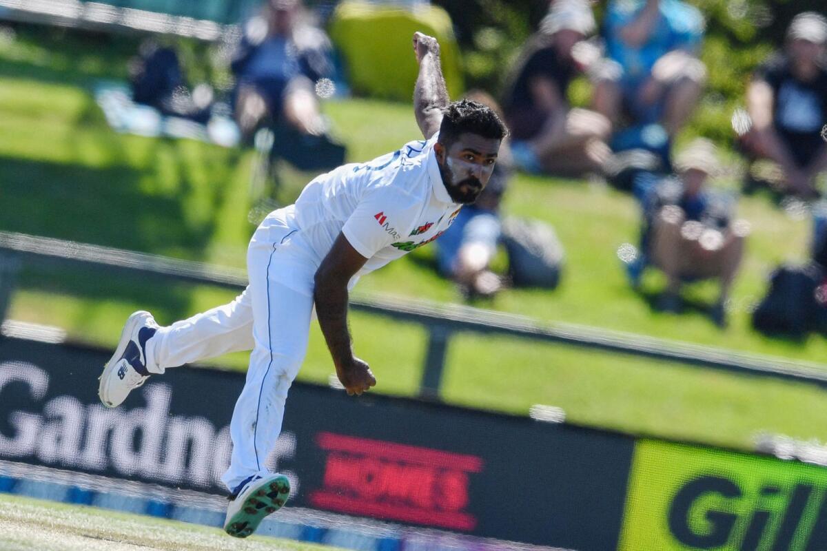 Sri Lanka's Asitha Fernando bowls during the second day of the first Test against New Zealand in Christchurch on Friday. — AFP