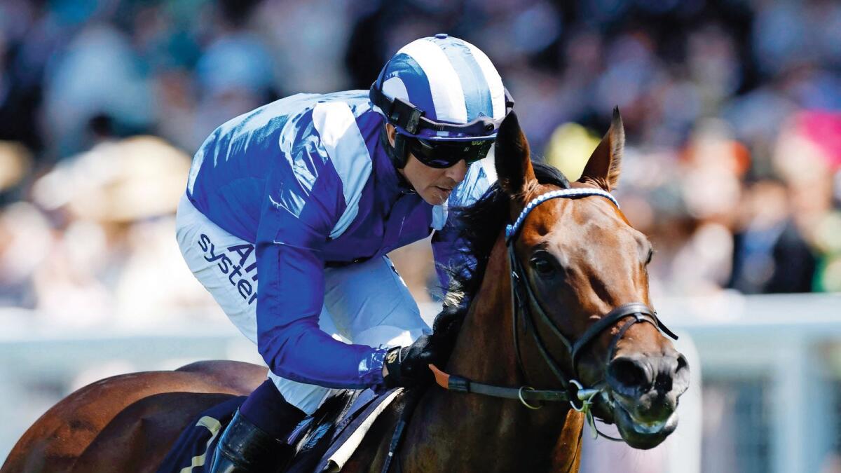 Baaeed, ridden by Jim Crowley, wins the Queen Anne Stakes. — Reuters