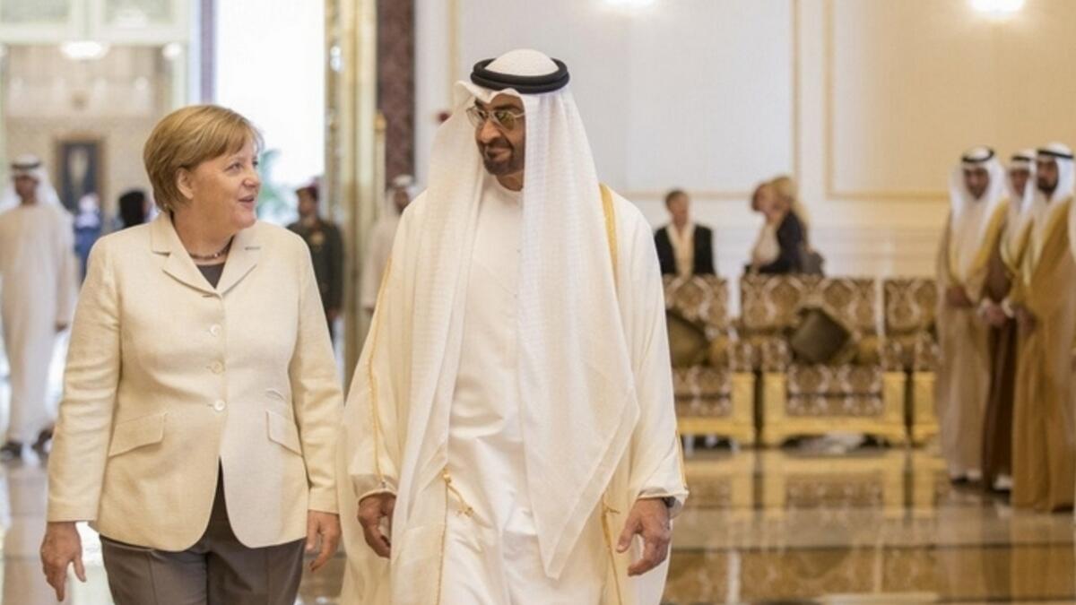 Sheikh Mohamed, Angela Merkel, peace, stability