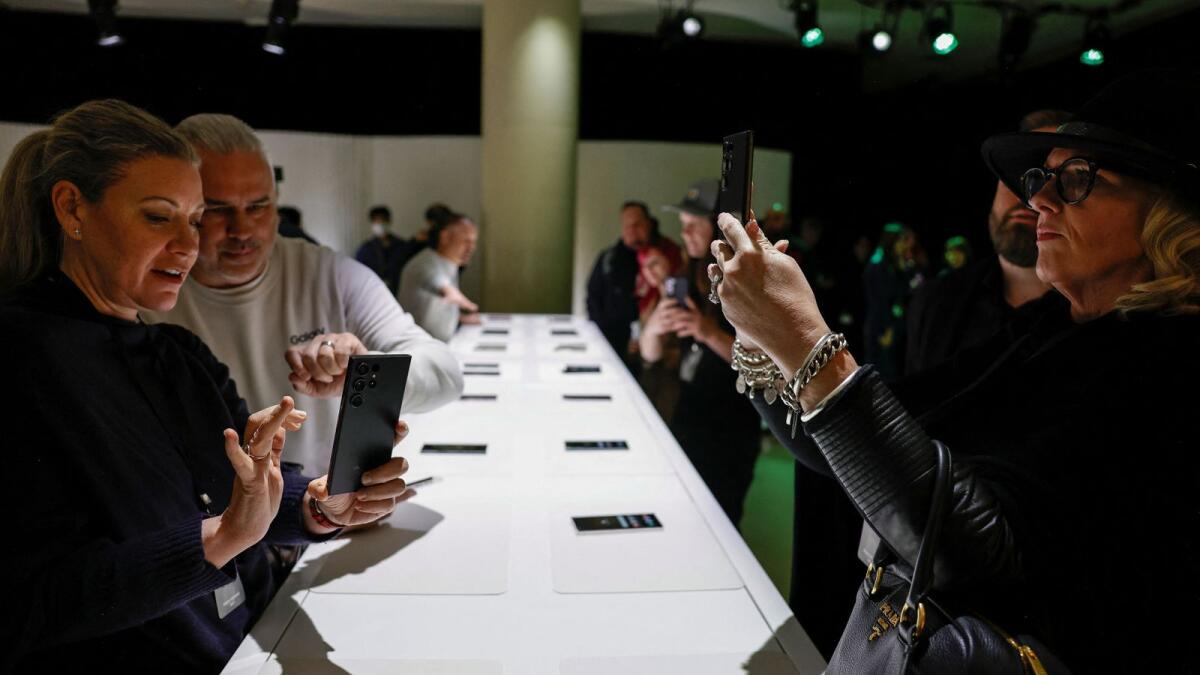 Attendees get their first look at the new Galaxy S23 series phones as Samsung Electronics unveils its latest flagship smartphones in San Francisco, California, US, on February 1, 2023. — Reuters