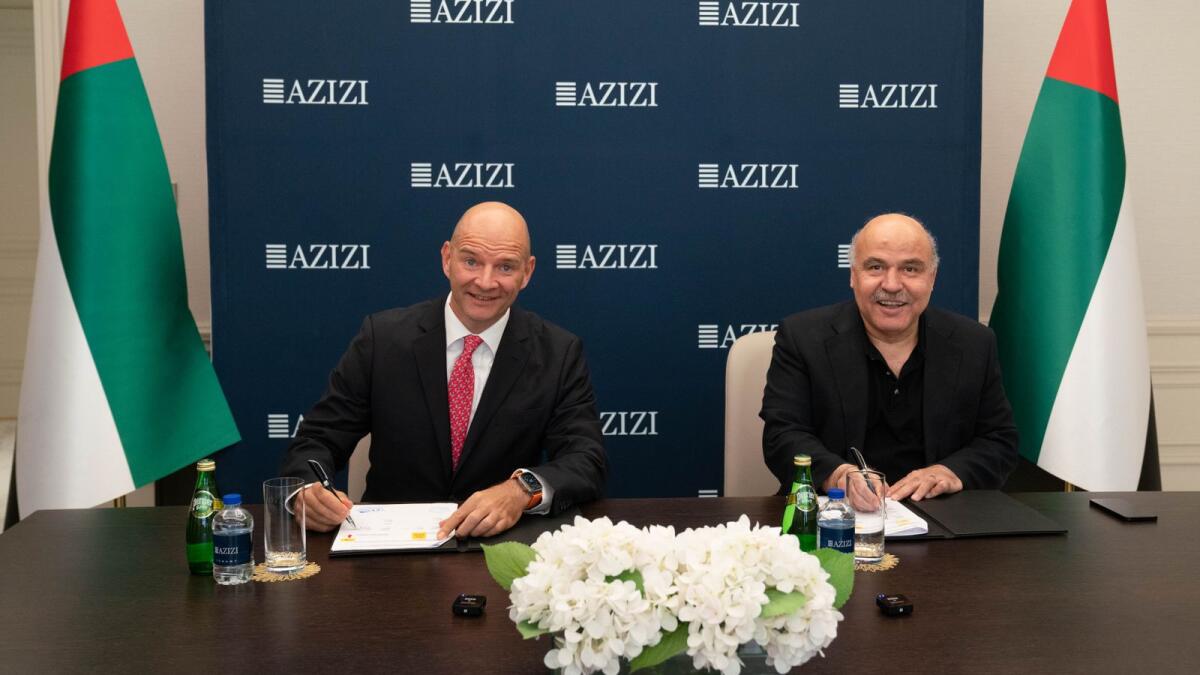 Founder and chairman of Azizi Developments Mirwais Azizi, and chief operating officer of of KEO International Mr Gregory Karpinski attended the signing ceremony. — Supplied photo