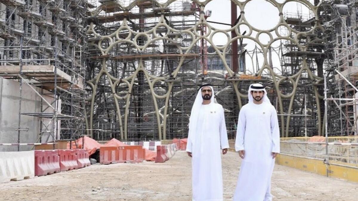 sheikh mohammed, expo 2020, expo site, inspection, dubai expo 2020