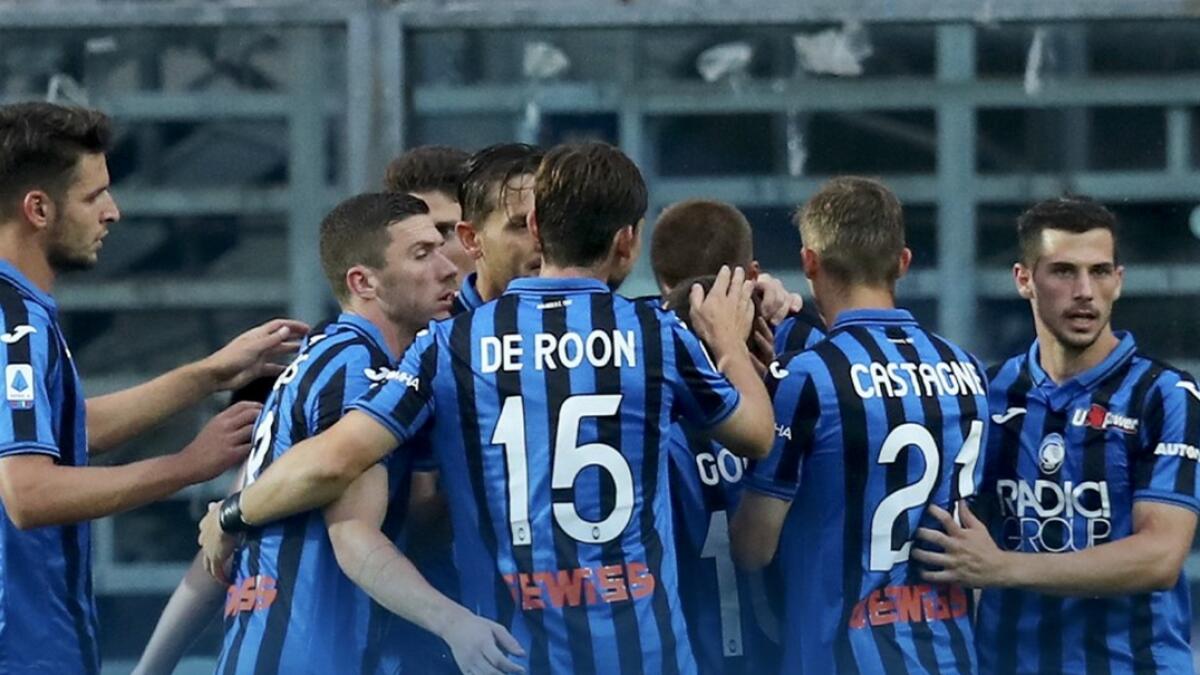 Atalanta players celebrate after defeating Napoli. - Twitter