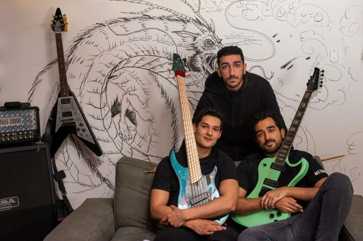 (From L to R) Marwan El-Messeery - Bassist, Samir Sami - Drummer, Saif Sami - Guitarist in Metarust band. (Photos by Shihab)