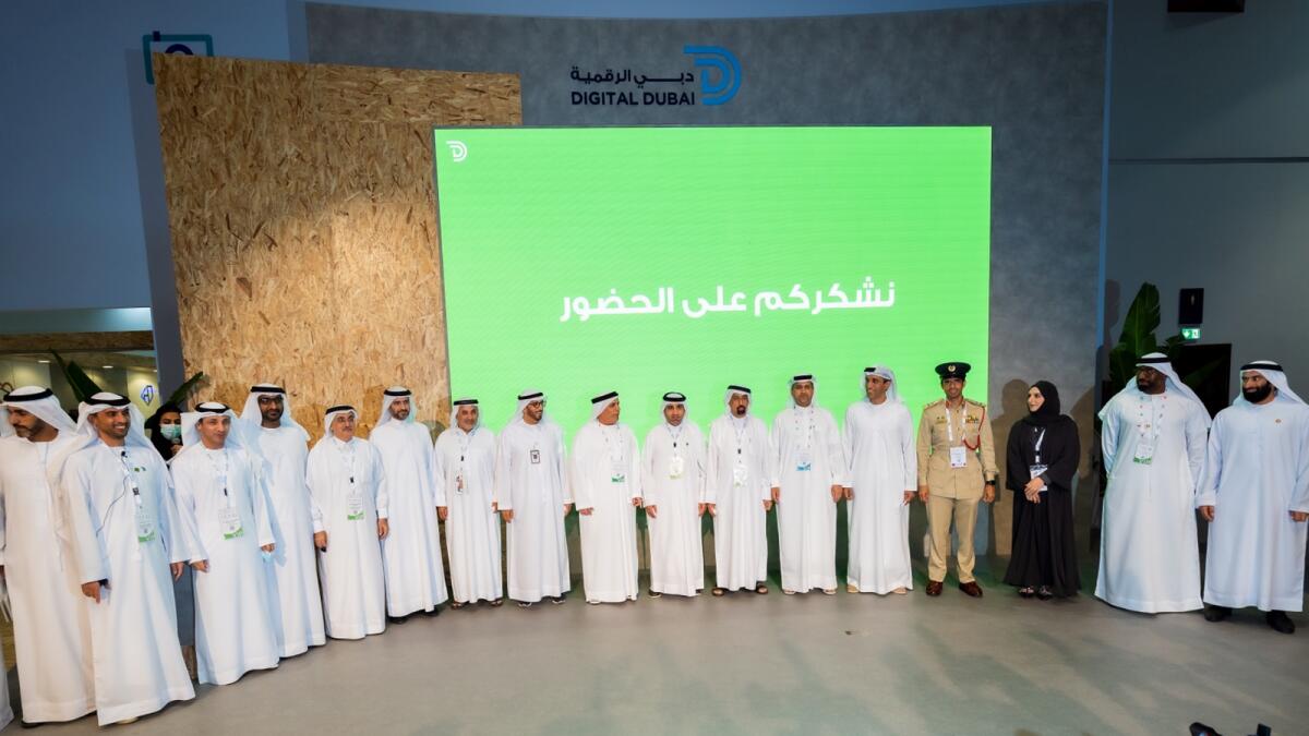 Officials and representatives from the participating government entities at Dubai Paperless Strategy conference. Supplied photo