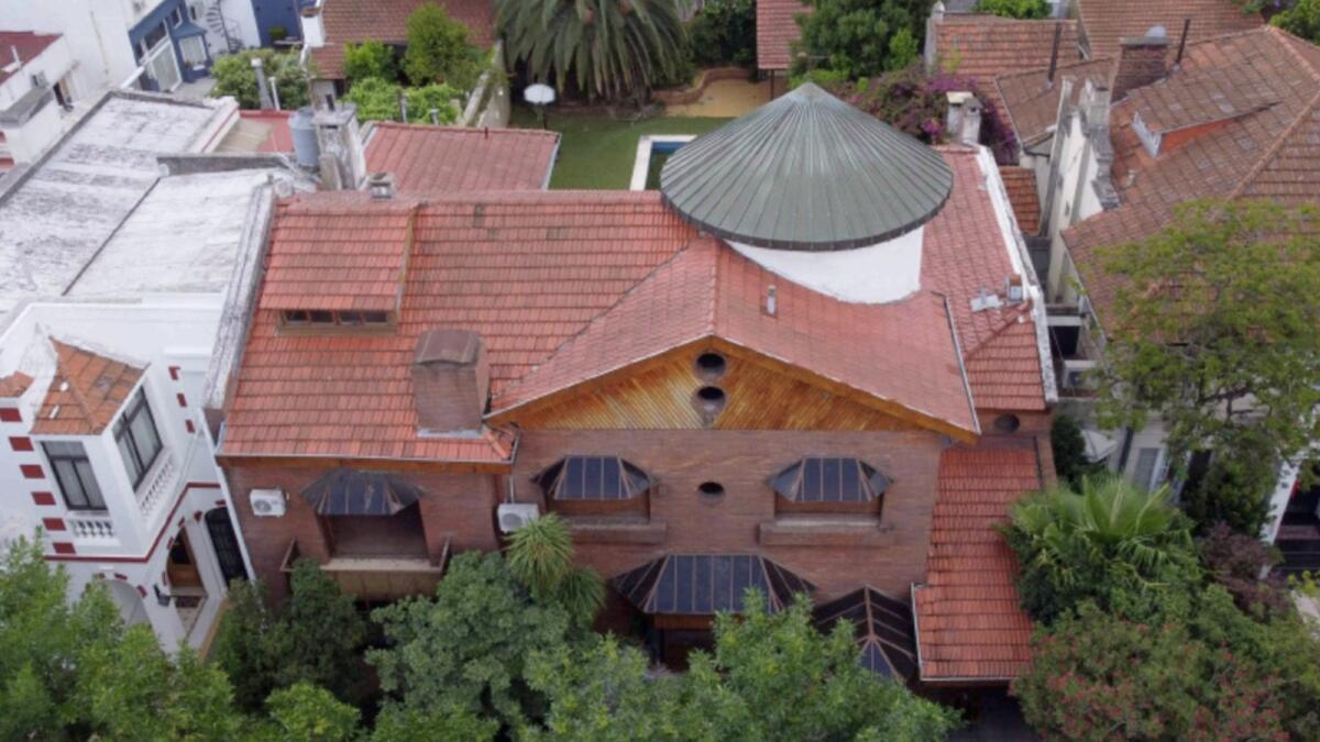 Aerial view of a house owned by the late Argentine football star Diego Maradona which will be auctioned among other belongings in Buenos Aires. — AFP
