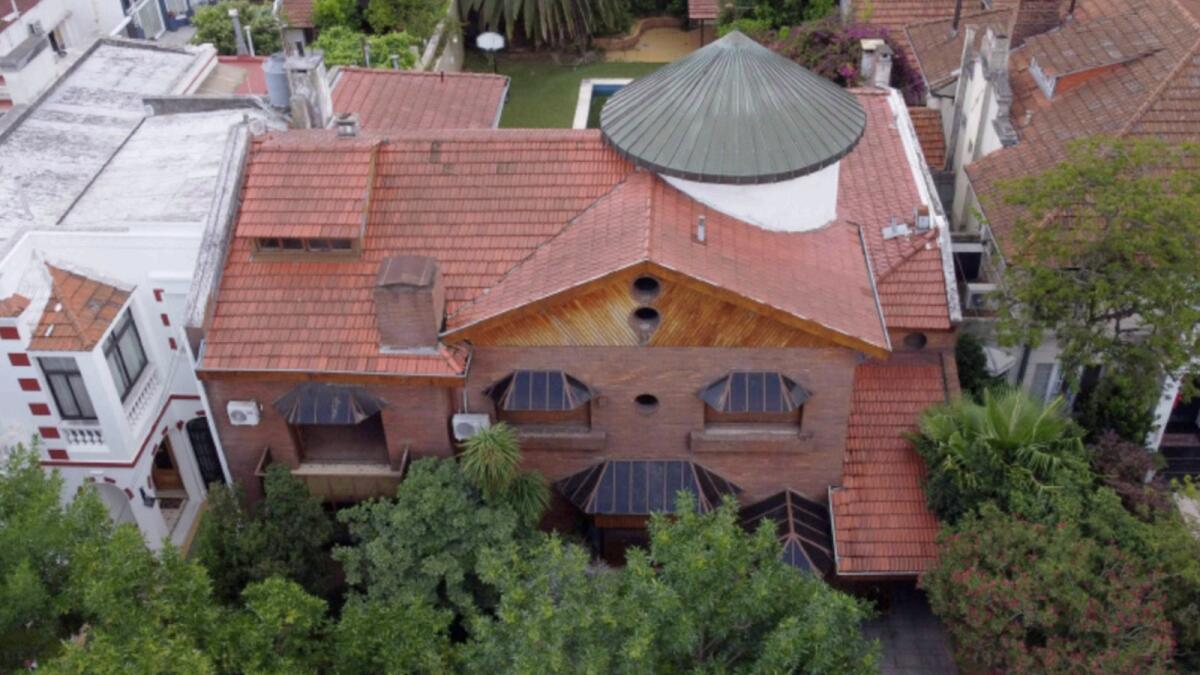 Aerial view of a house owned by the late Argentine football star Diego Maradona which will be auctioned among other belongings in Buenos Aires. — AFP