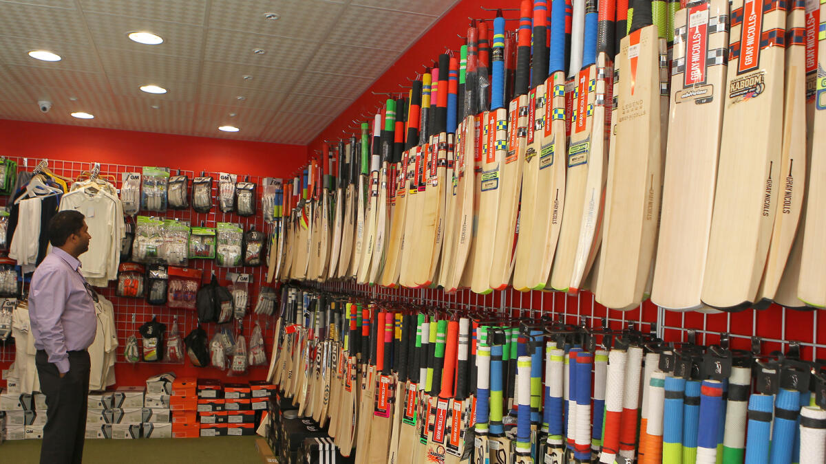 AJ Sports store for all things cricket, including bats, balls and clothing, plus practice equipment in Karama. Photo by Kiran Prasad