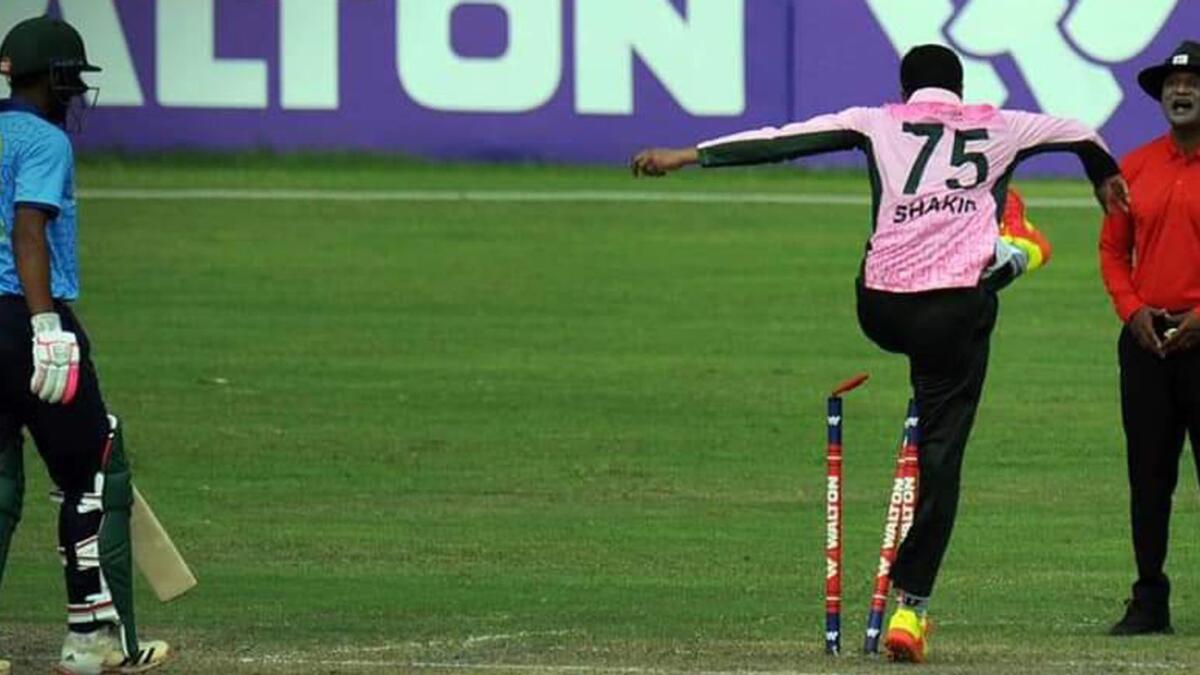 Shakib Al Hasan has been let off lightly with a four-match suspension from Dhaka T20 Premier League.— Twitter