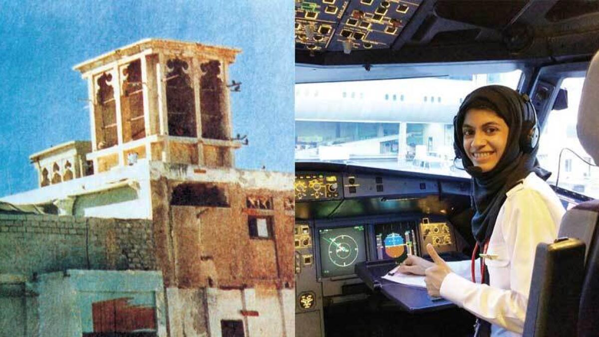The old building of Our Own English High School Dubai at Al Bastakiya. Right, Safia Zuleikha, who chased her dream to become a pilot.