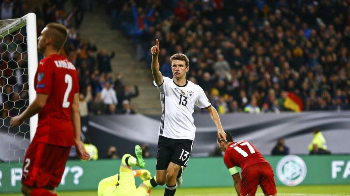 Football: Muellers double strike inspires Germany to comfortable win