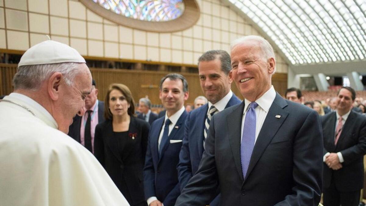 Joe Biden meeting the Pope during a Vatican conference in 2016.