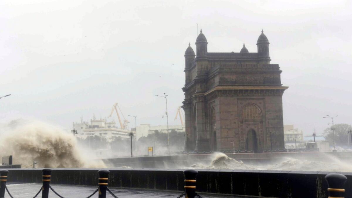 Strong sea waves near the Gateway of India as cyclone Tauktae approaches the coast of Mumbai on Monday. — ANI