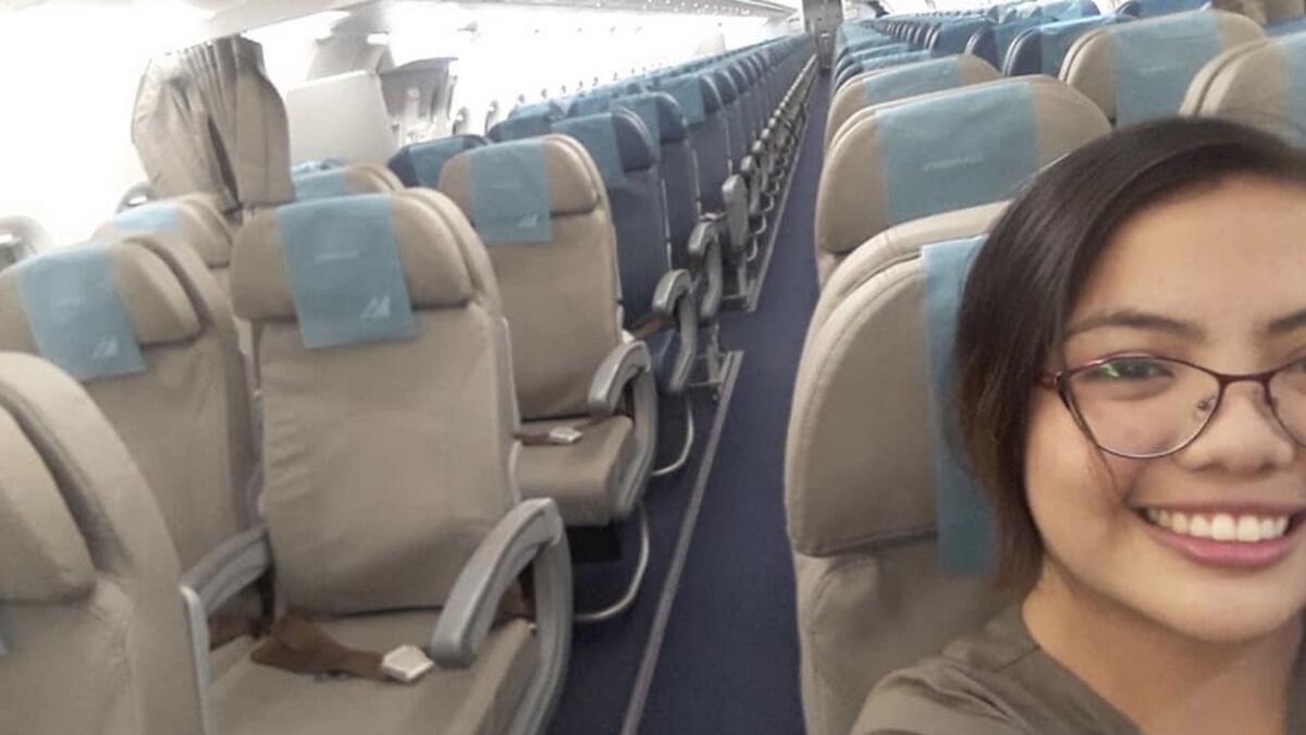 Photos: Lucky Filipina is only passenger on night flight