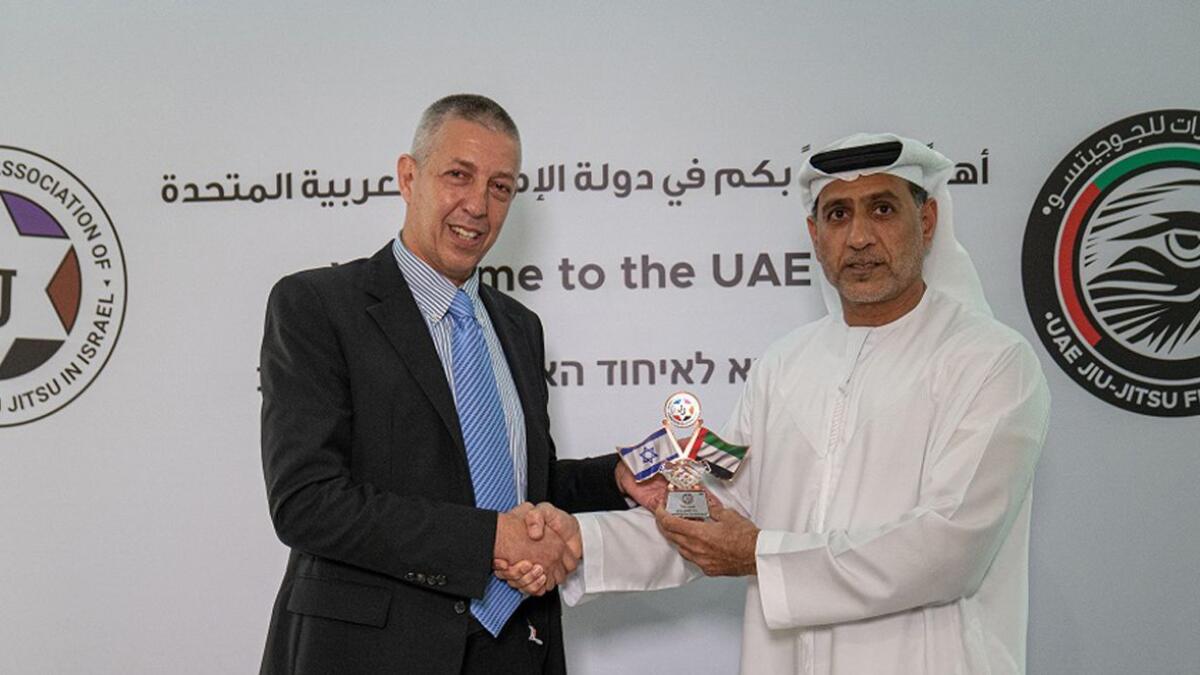 Erez Alroy and Abdul Munam Al Hashemi during the signing of memorandum of understanding. — Supplied photo