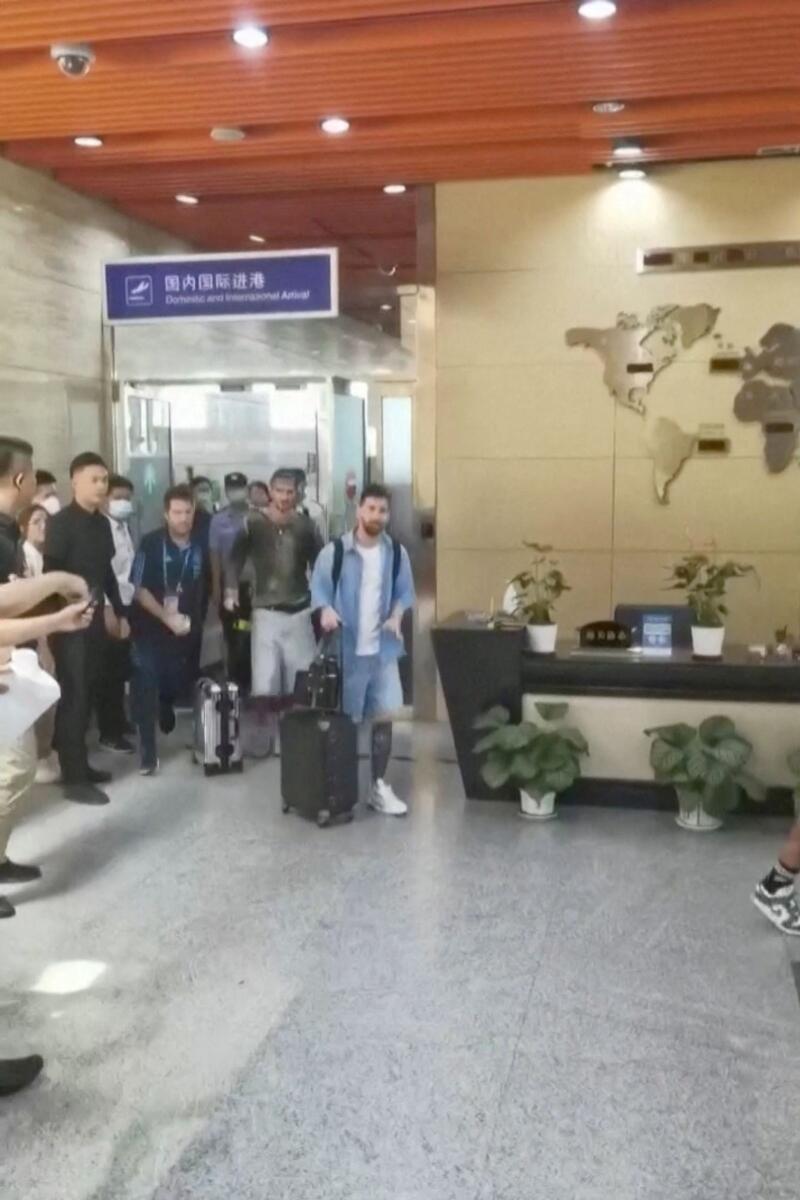 Lionel Messi at the airport as he arrives in Beijing, China, June 10, 2023. Photo: Reuters